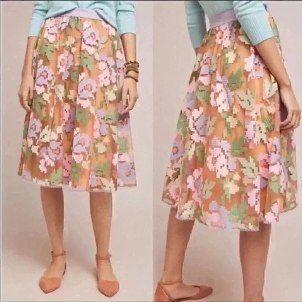 Maeve pixilated tulle midi skirt